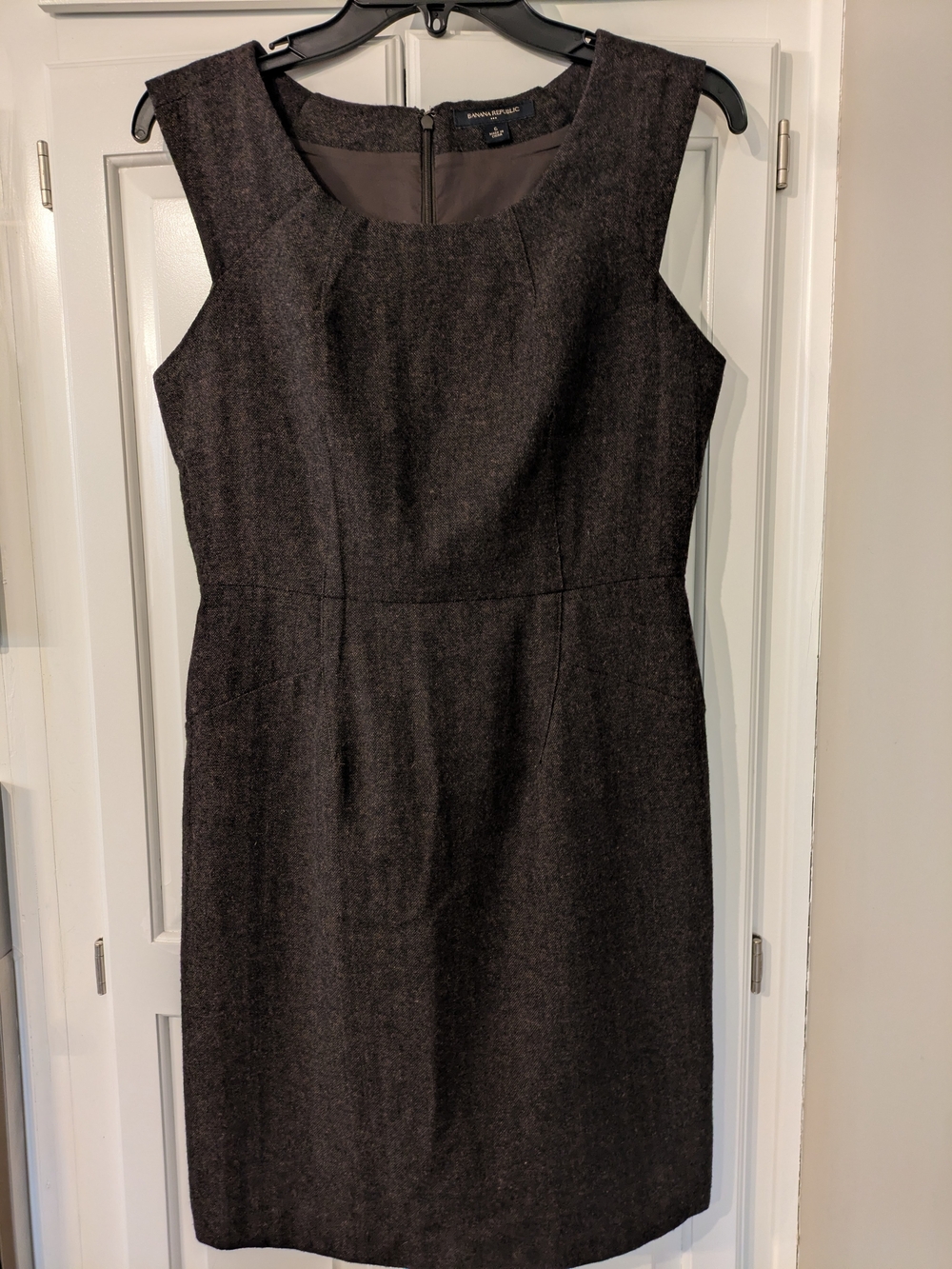 Banana Republic Brown Tweed Sleeveless Sheath Dress Lined Sz 6